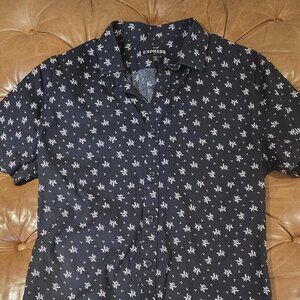 Express Men's Navy and Black Shirt